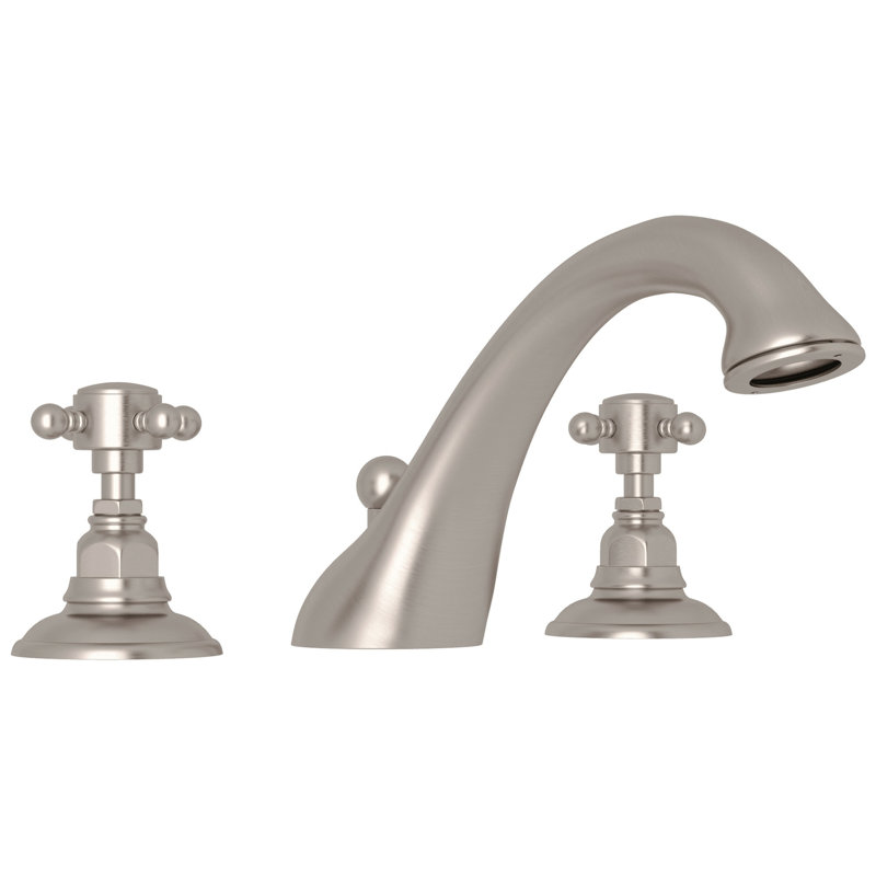 Robinet de baignoire romaine à deux poignées en métal Viaggio®, Nickel satiné, Poignées croix