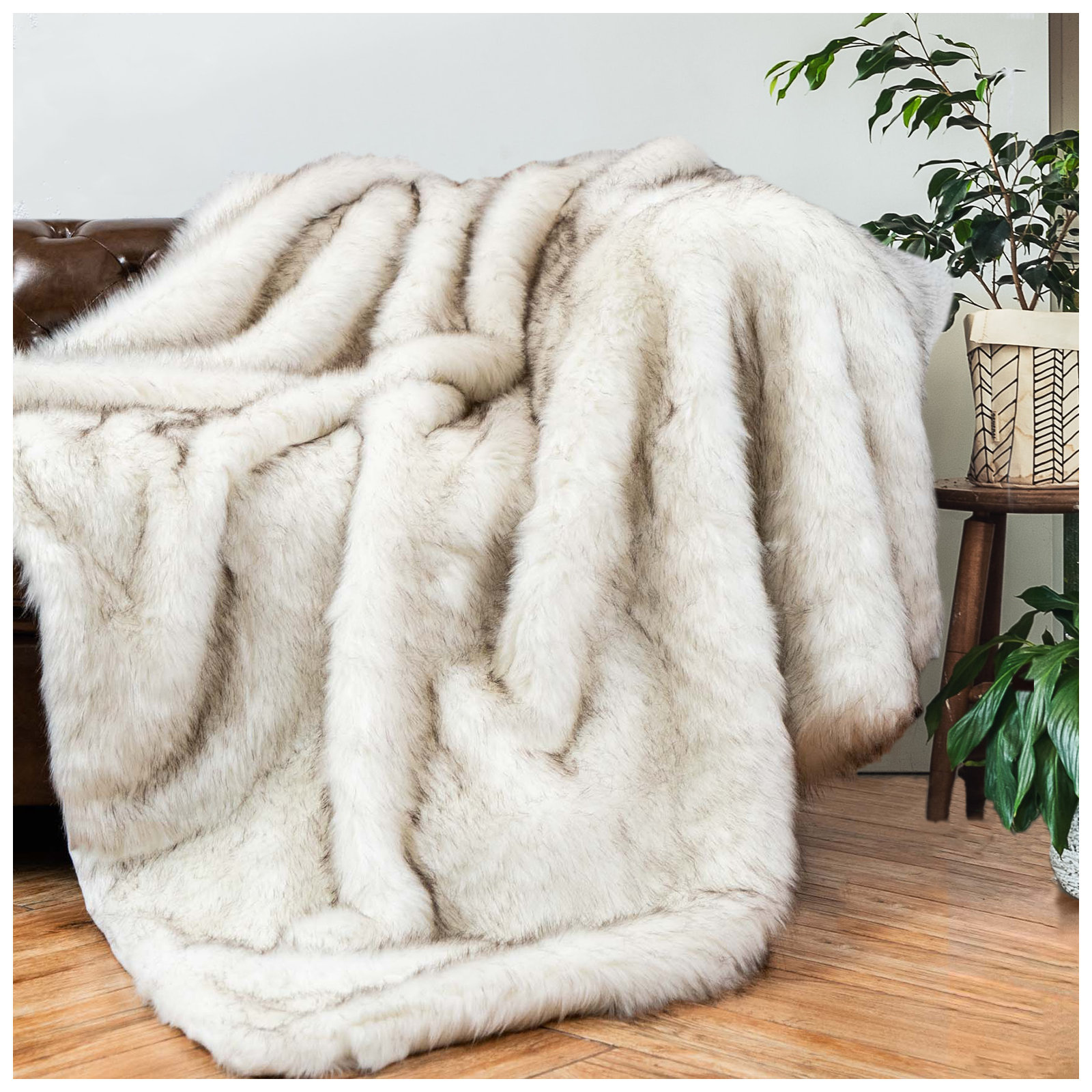 Marrakesh Faux Fur Throw Blanket, 50" W x 80" L