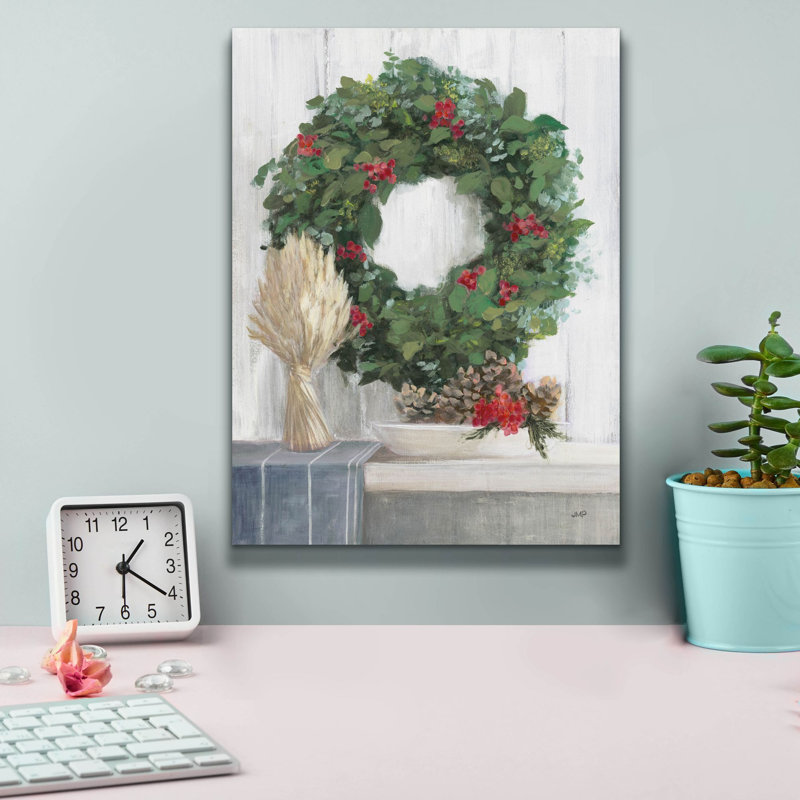 Trinx 'Natural Christmas 2 Blue' by Julia Purinton Canvas Wall Art, 40" x 54", 16" H x 12" W x 0.75" D