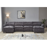 Asher U-Shape Sectional Sofa, 150.4" Wide Chenille  Sofa with USB