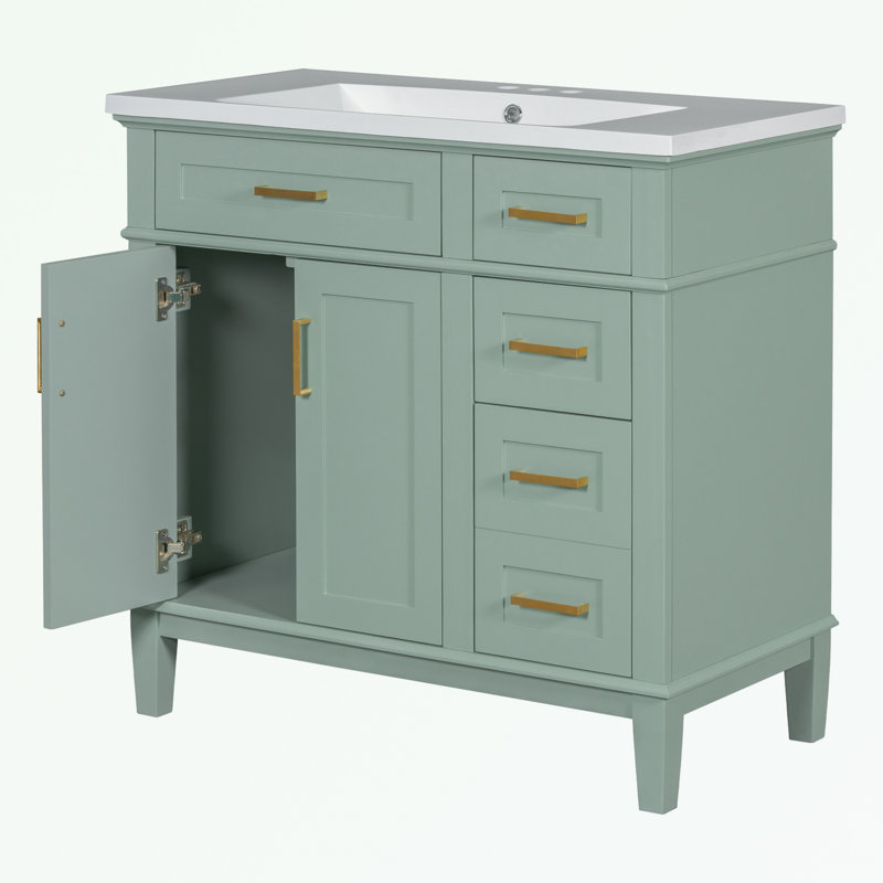 Flavie 36'' Bathroom Vanity with Top, Green