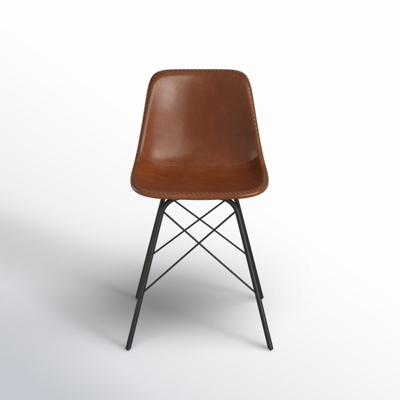 Chaise d'appoint rembourrée en cuir Glossop, Cuir véritable brun moyen, Noir