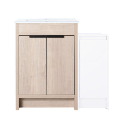 Meuble-lavabo autoportant moderne avec lavabo en céramique, rangement, 36 po, charnières à fermeture douce 36 po, armoires de rangement, porte