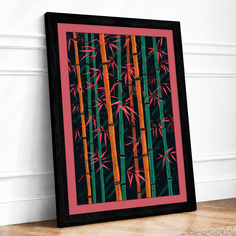 Stylized Bamboo Forest Botanical - Framed Print, Black, A3 - 42.0 x 29.7 cm
