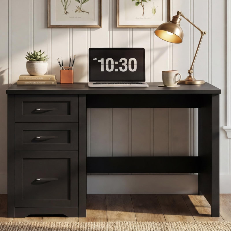 Bureau d'ordinateur rustique Farmhouse, Noir