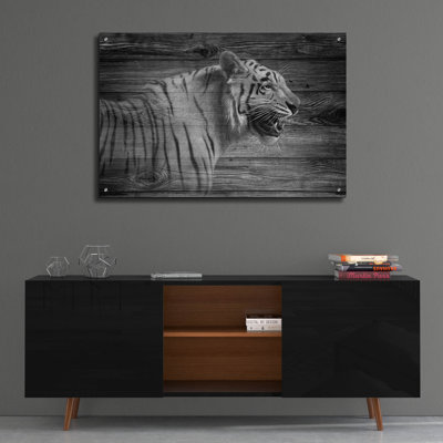 «Woodgrain Antiques Tiger 01» par Gordon Semmens, art mural en verre acrylique