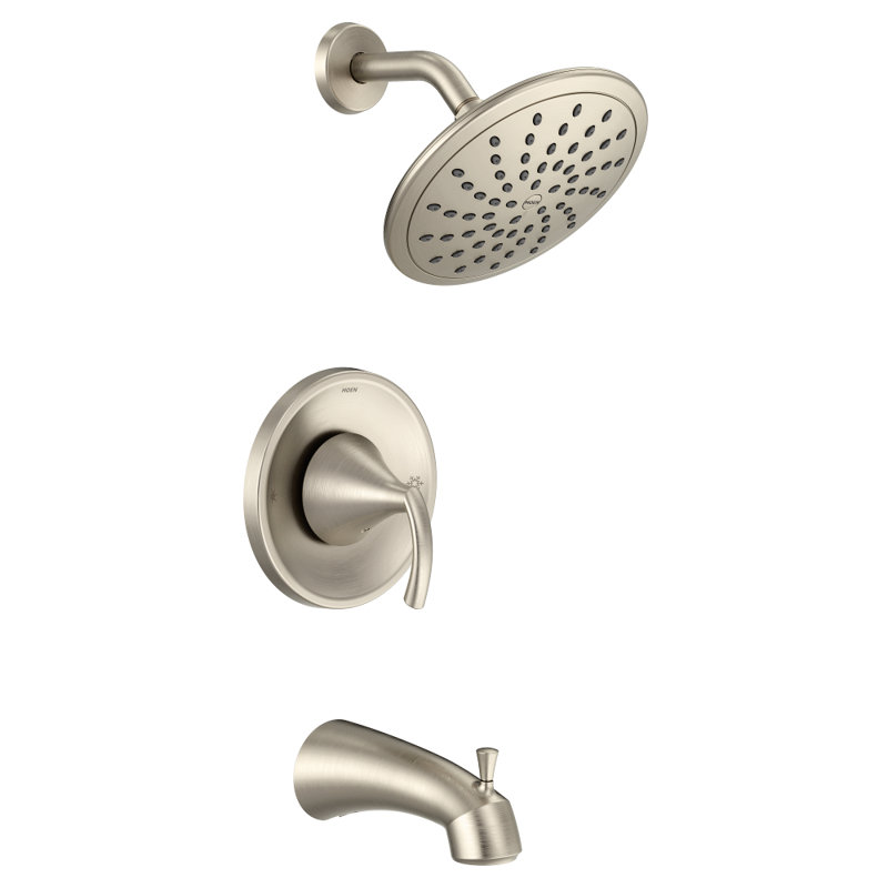 Moen Glyde Pressure Balance Tub and Shower Faucet with Lever Handle, Brushed Nickel