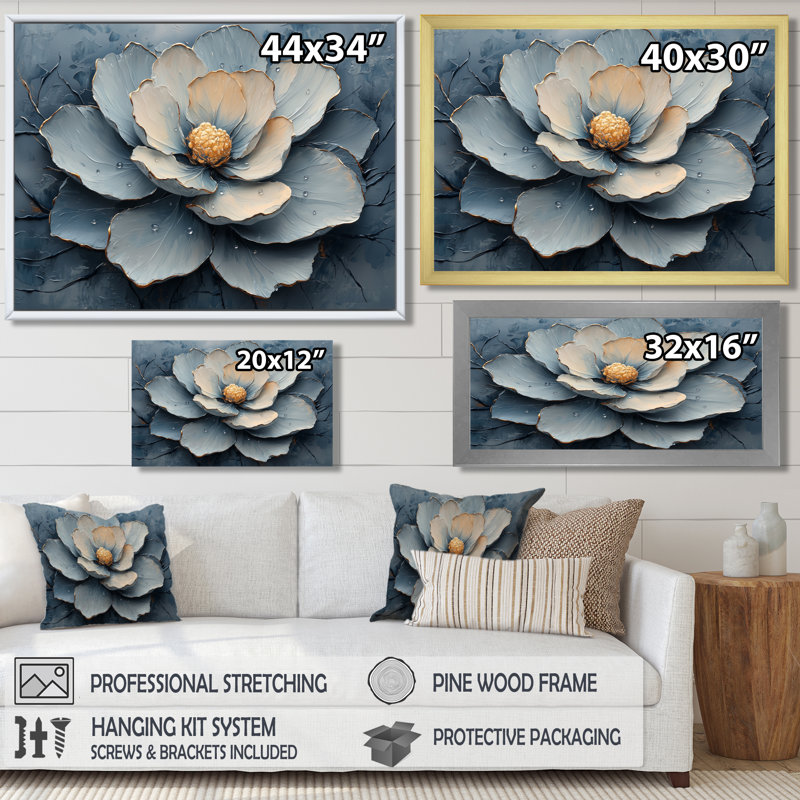 «Dark Echeveria Elegans Succulent Simplicity I» - art mural succulent, H 16 po x l 32 po, Argent argent