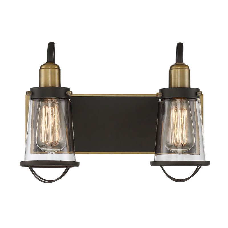 Éclairage pour meuble-lavabo à 2 lumières à intensité variable Antoney en bronze anglais / laiton chaud, Deux lumières