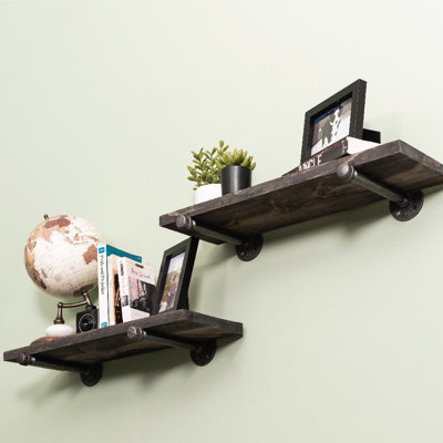 Hazle Solid Wood 24 inch Floating Shelf with Straight Brackets