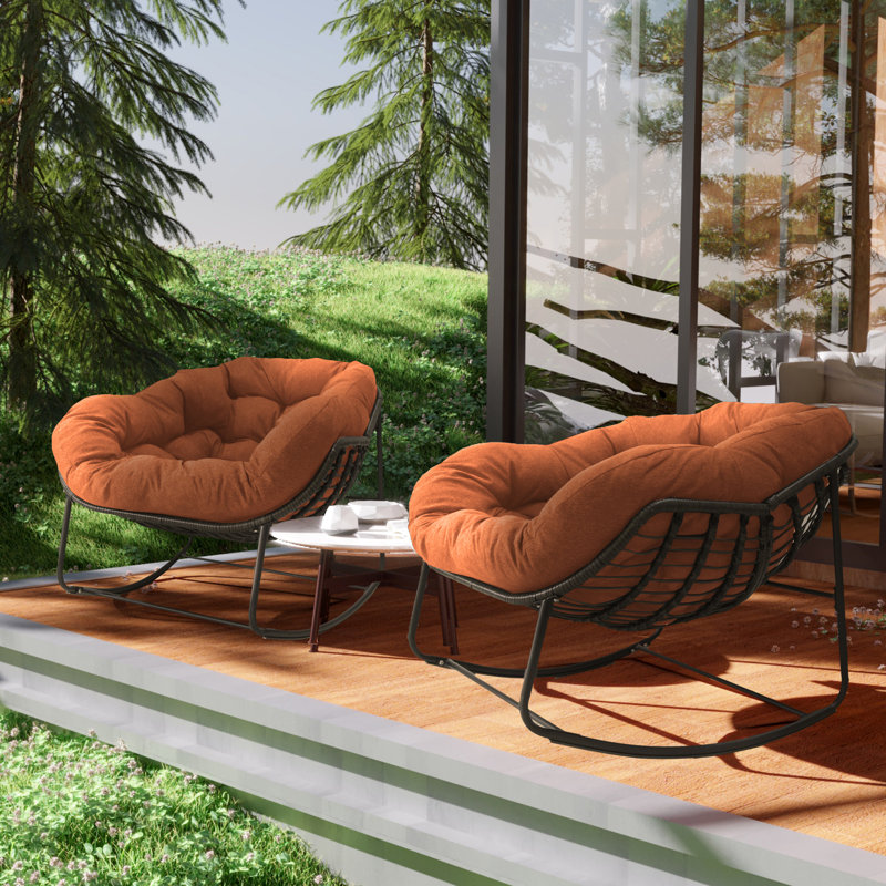 Cini Wicker Outdoor Chair, Orange, Black