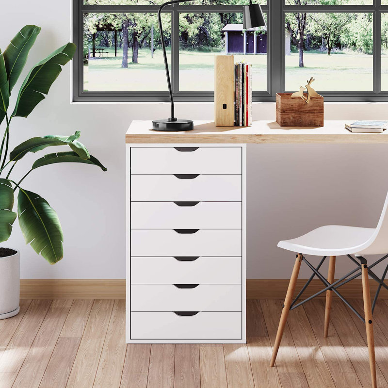 Hamann 48cm Wide 7 -Drawer Mobile File Cabinet, White