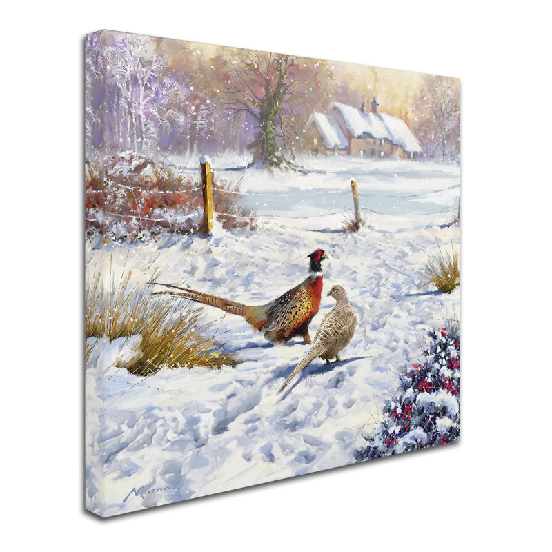 «Pheasants d'hiver» par Armand, reproduction sur toile, H 35 po x l 35 po x P 2 po