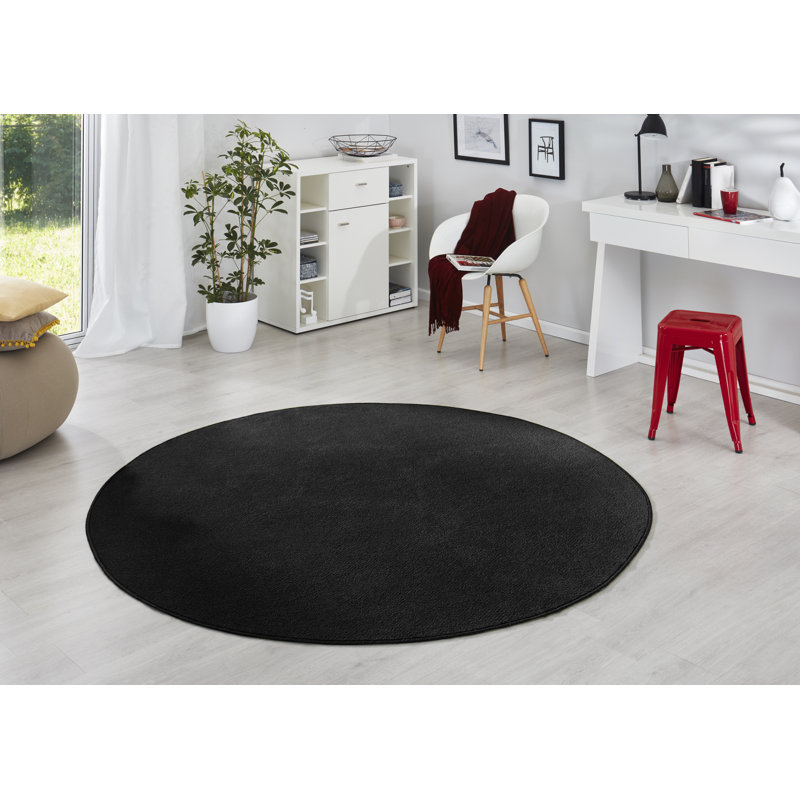 Fancy Black Rug, Round 133cm