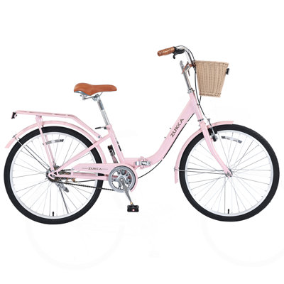 Vélo pliant à vitesse unique de 24 pouces, cadre en acier durable, conception compacte pour faciliter le rangement et les déplacements