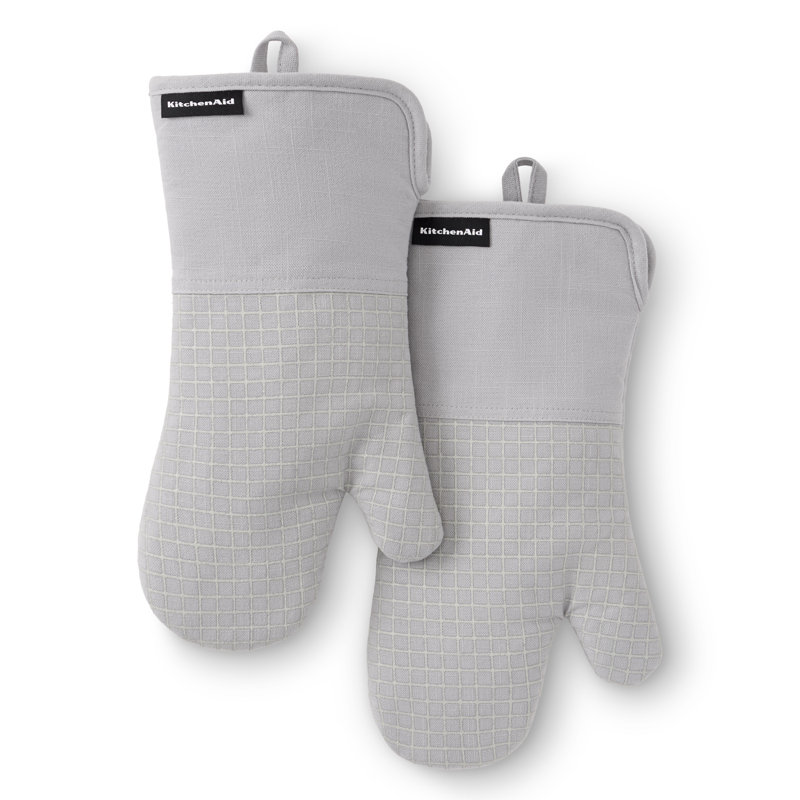KITCHENAID Gourmet Series Gridlines Oven Mitts 2-Pack, Matte Gray