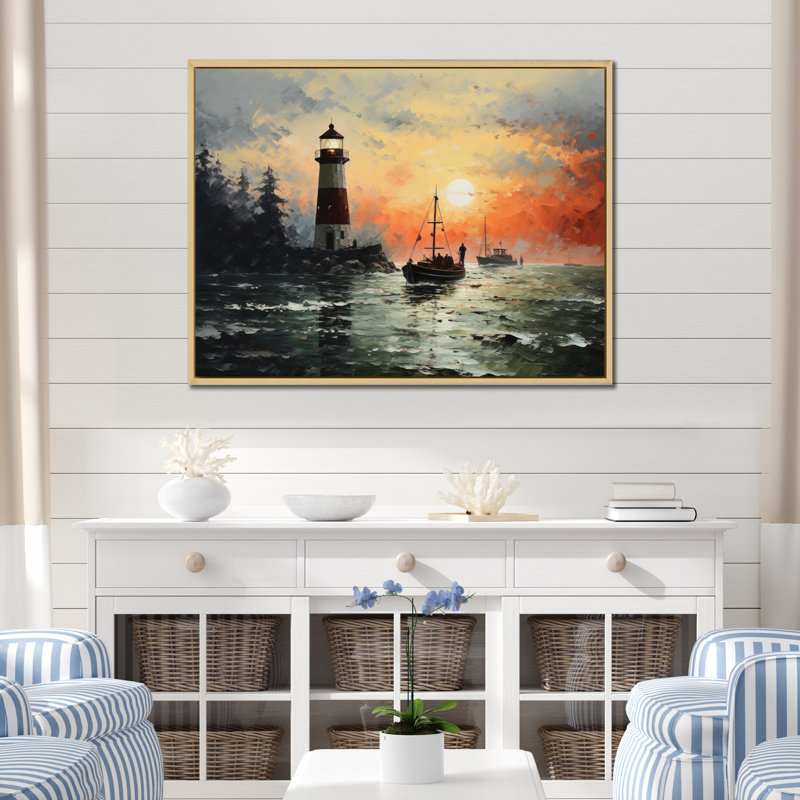 Port Pointillism - impression, H 24 po x l 32 po x P 1 po, Cadre naturel flottant