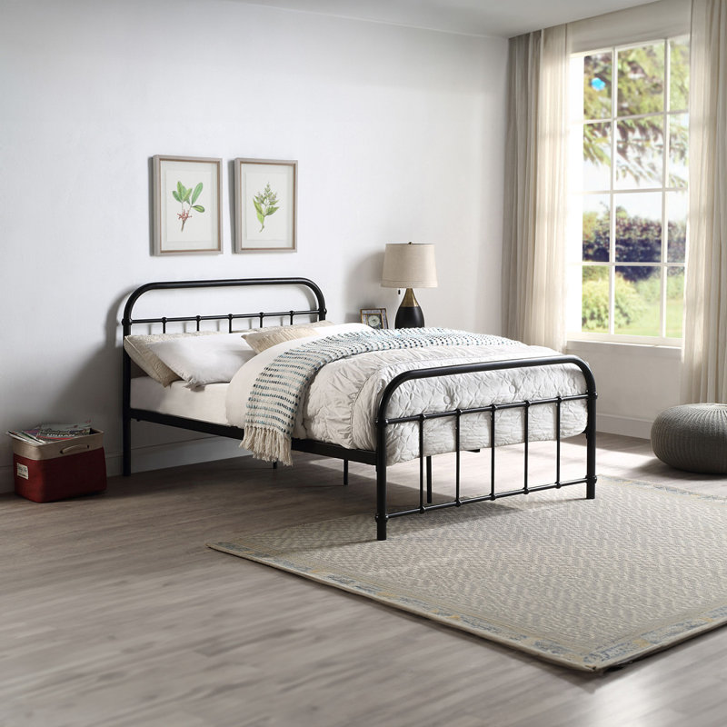 Metal Bed, Double (4'6), Black