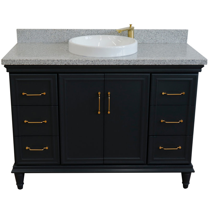 Ensemble de meuble-lavabo de salle de bain simple 49 po Verutiao, Granite, Gris foncé