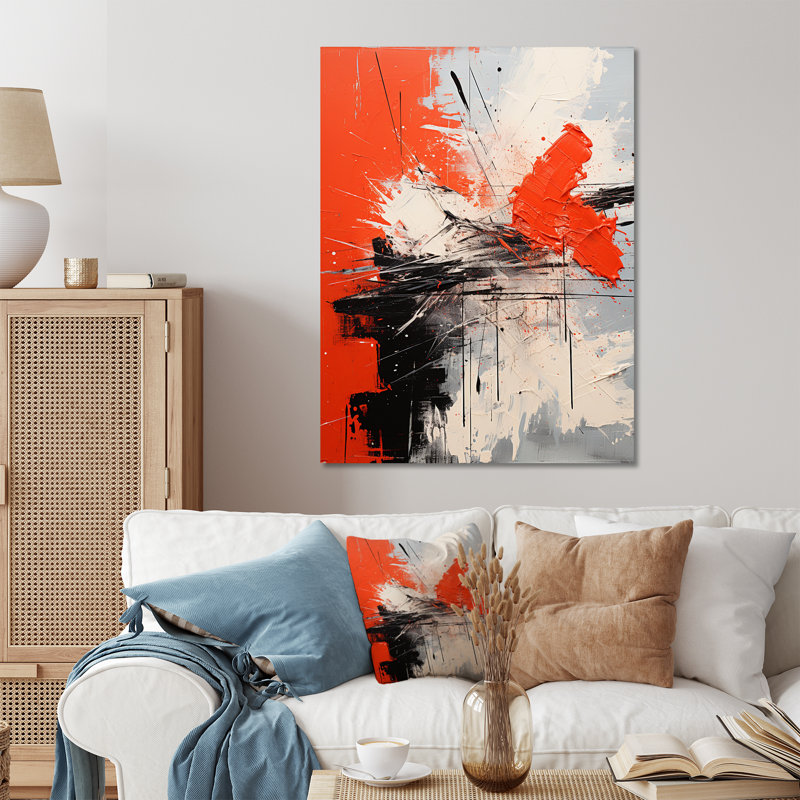 «Red and White Chaos Unleashed I», art mural abstrait en métal, H 32 po x l 24 po x P 1 po