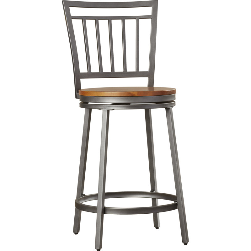 Kanagy Swivel Counter Stool with Metal Frame, Counter Stool (25" Seat Height), Golden Oak