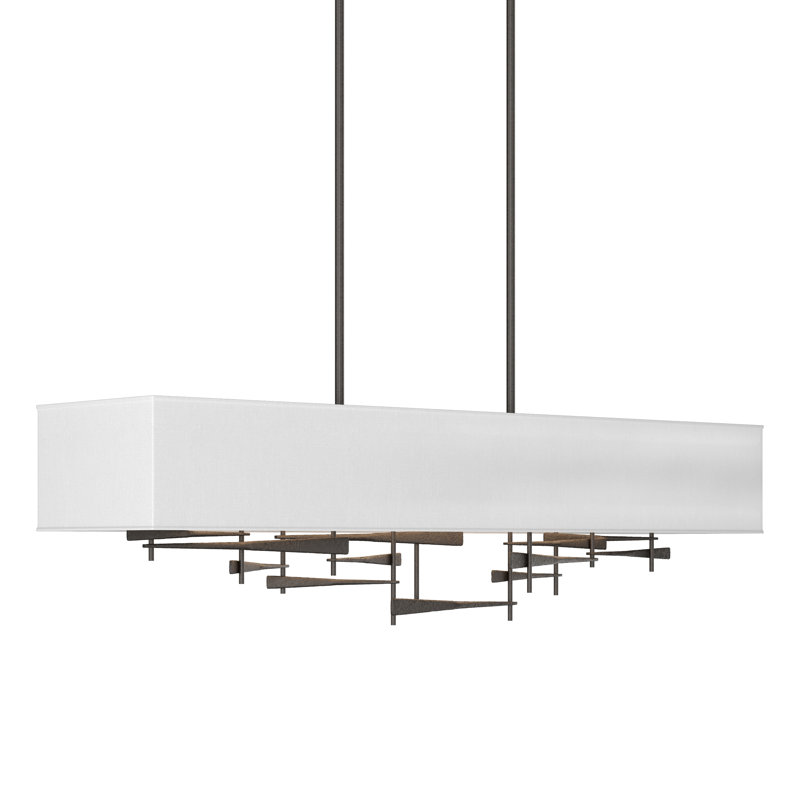 Cavaletti 4 - Light Kitchen Island Rectangle Pendant, Natural Anna, Oil Rubbed Bronze