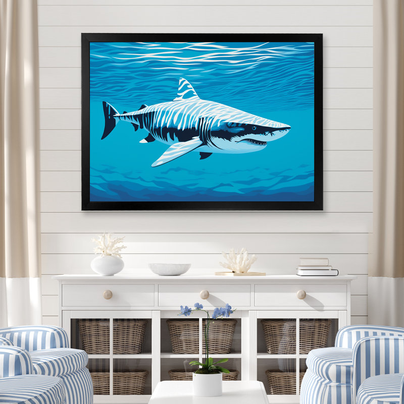 " Tiger Shark Territory ", Black Single Picture Framed, 30" H x 40" W x 1.5" D