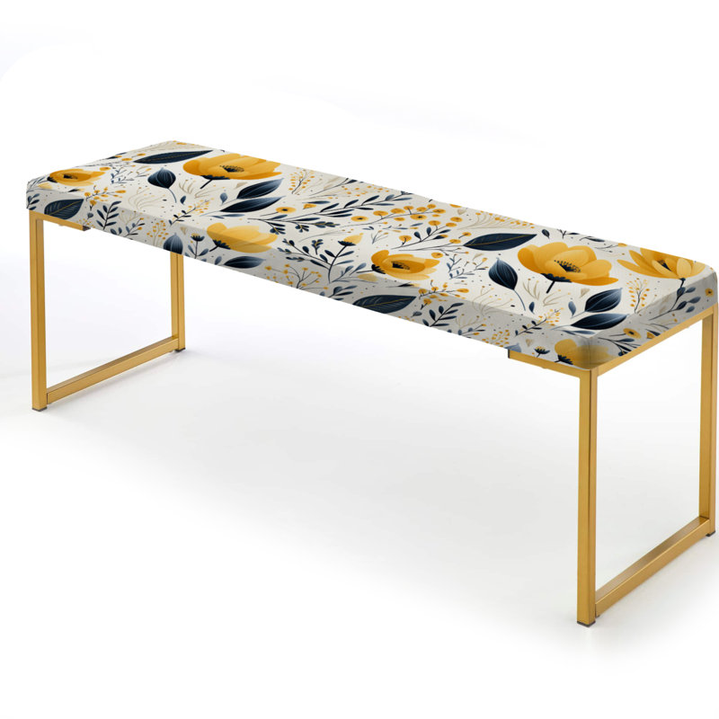 Banc rembourré or, Yellow Bohemian Bliss Floral Pattern