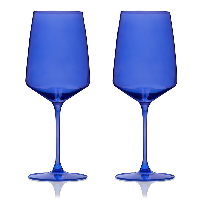 Reserve Nouveau Crystal Wine Glasses, Blue