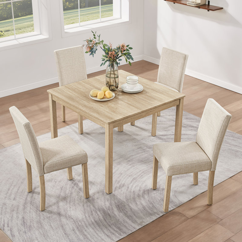 Ensemble de table de salle à manger 5 pièces avec 4 chaises rembourrées