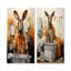 Ensemble de 2 décorations murales brunes et blanches Kangaroo Laundry II-433736350-433736351
