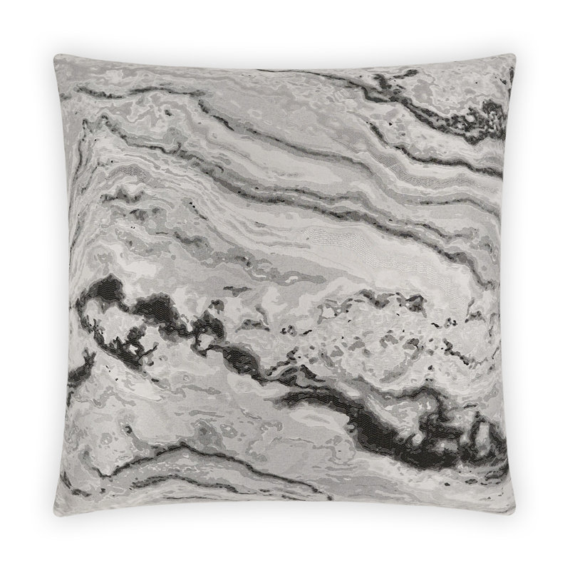 Mahwah Abstract Polyester/Polyester Blend Reversible Throw Pillow, Onyx, Square 20"