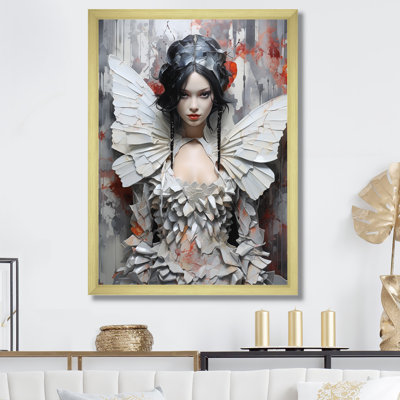 «White Butterfly Glam Woman II», art mural glam