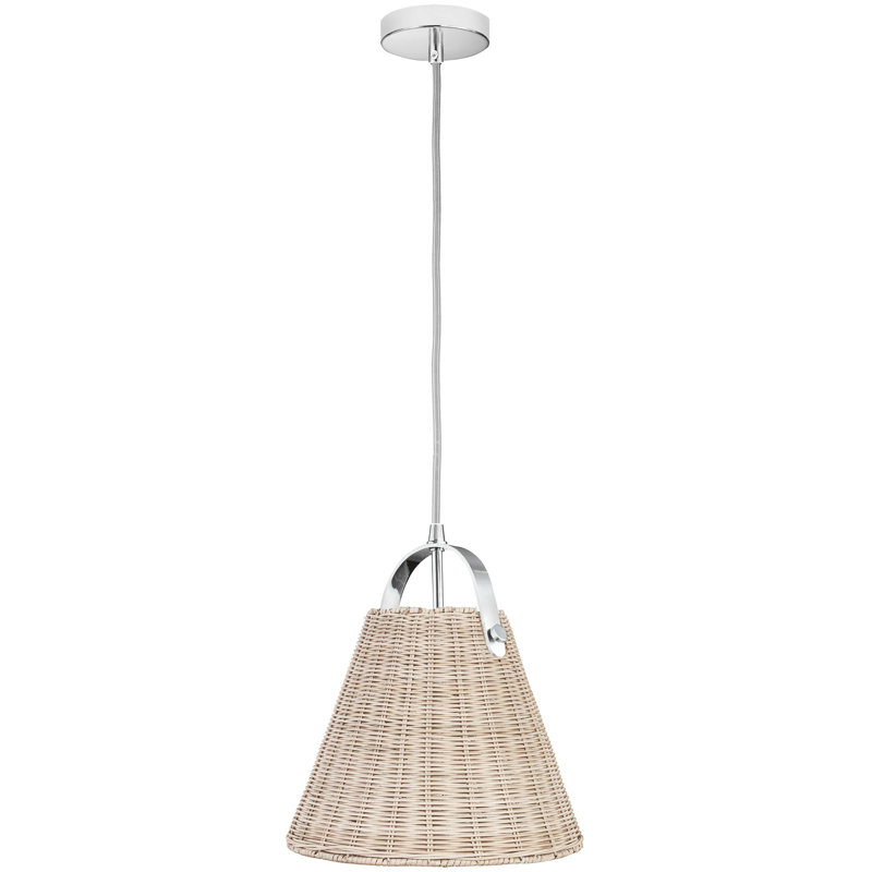 Shenandoah 1 Light Pendant - Wicker Shade, Polished Chrome