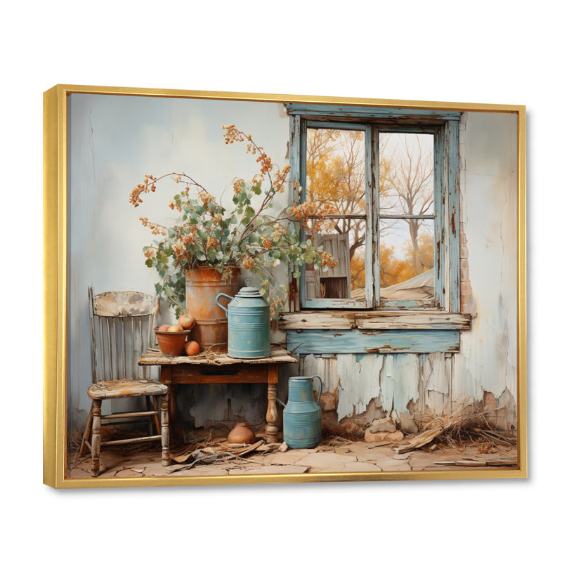 Marynn " Minimalism Farm Poteries III ", H 34 po x l 44 po x P 1,5 po, Cadre flottant doré