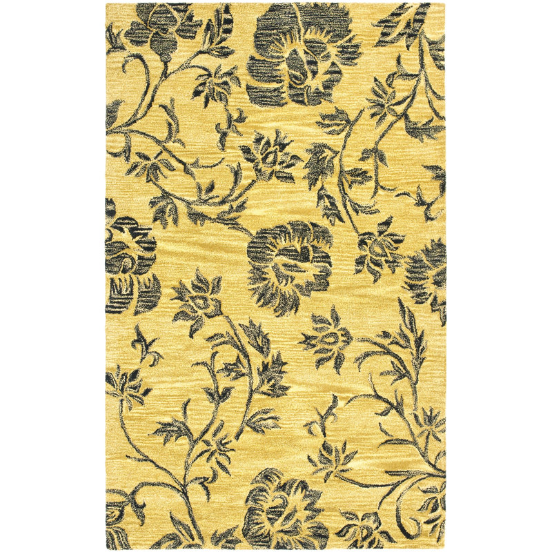 Soho Hand Tufted Wool And Viscose Floral Rug, Rectangle 3'6" x 5'6"
