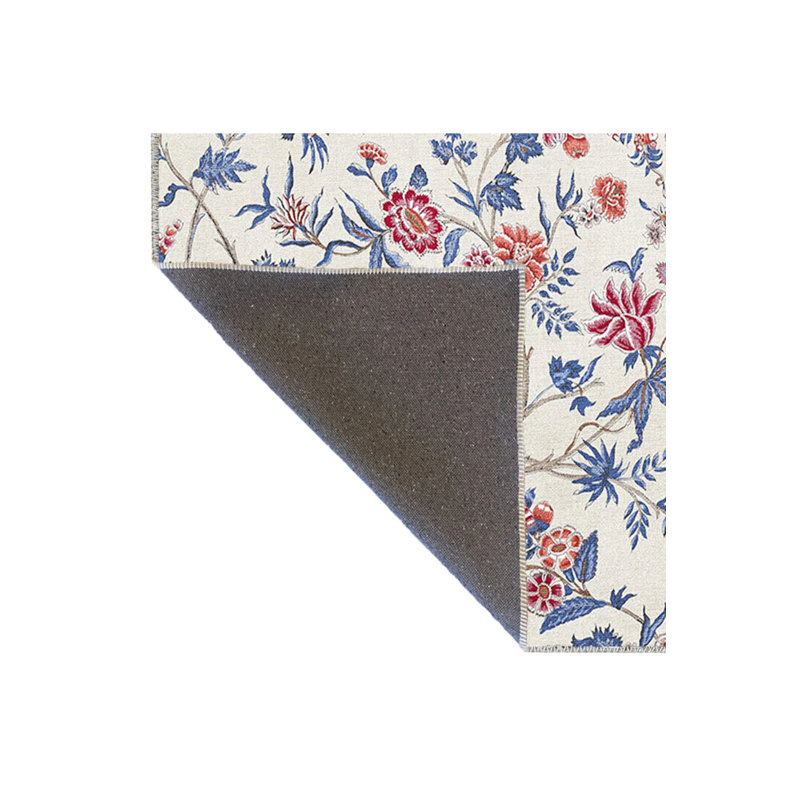 Blue Red Themed Ivy And Flower Patterned Modern Decorative Carpet, Rectangle 4'8" x 6'7"