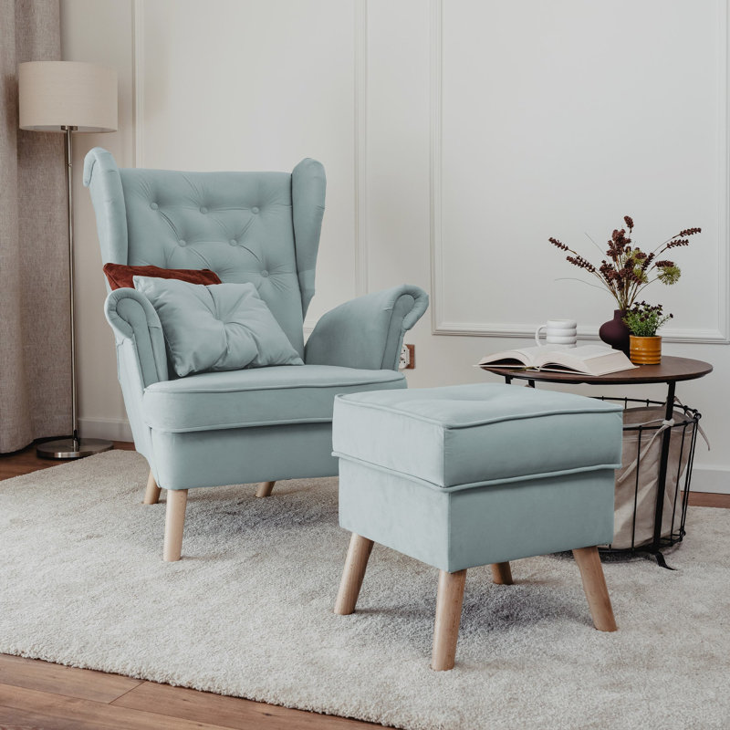 Upholstered Armchair, Blue