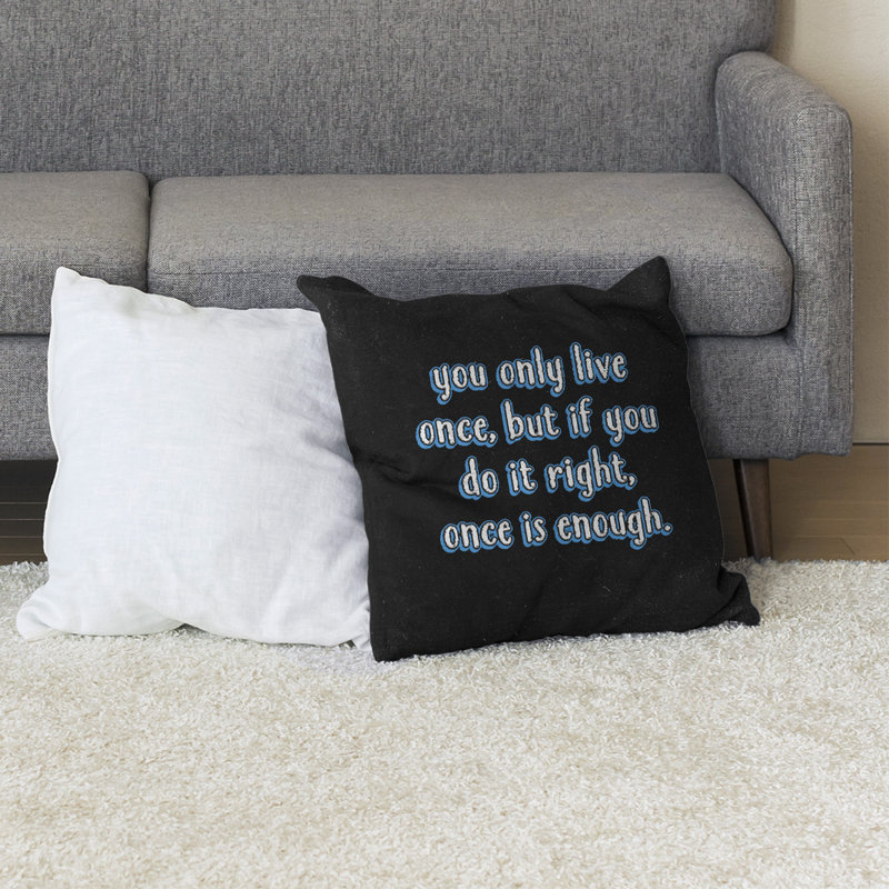Coussin de sol You Only Live Once, 40 po x 40 po, Bleu