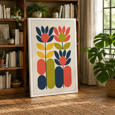 Modernist Flower Study Mid-Century - Wrapped Canvas