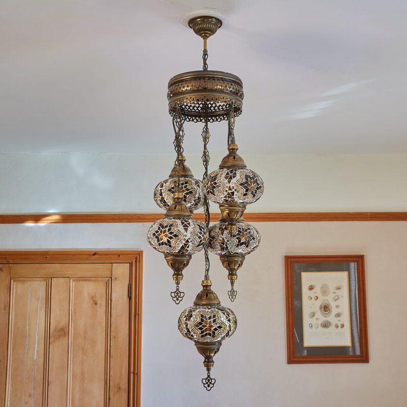 Karlie 5 - Light Bronze Cluster Pendant, Brown/Amber