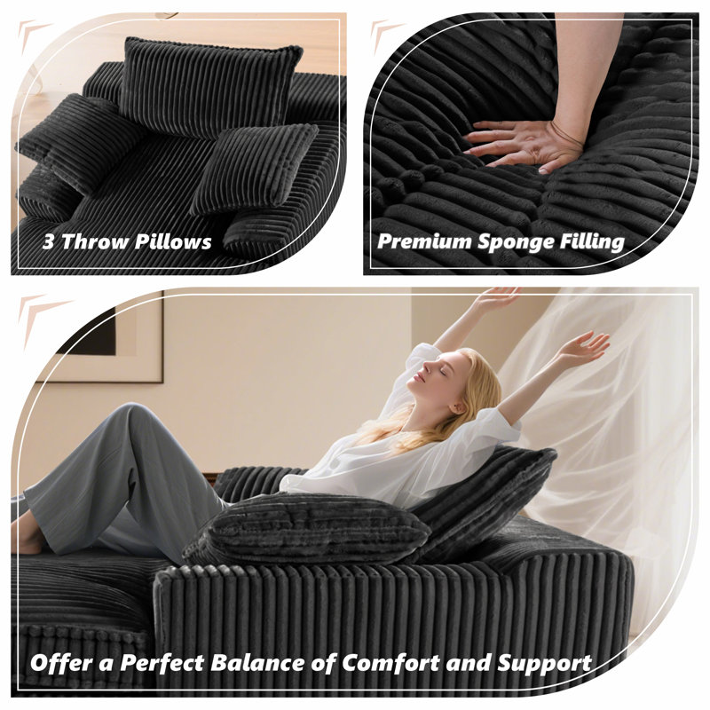 Chaise longue d'intérieur 67 po x P 56 po, Noir
