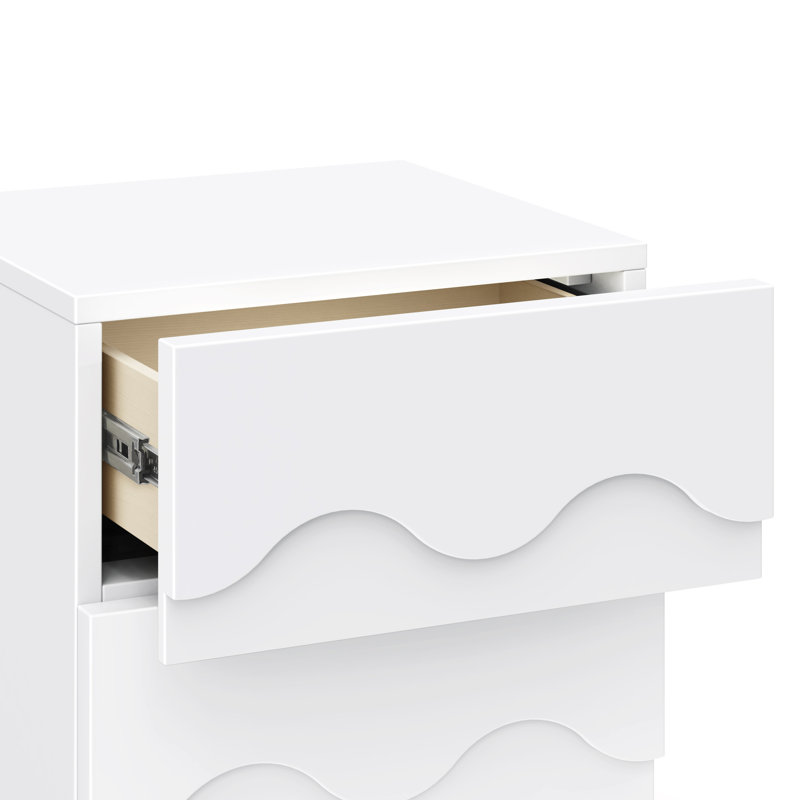 Lido Wave Assembled Nightstand, White/Honey