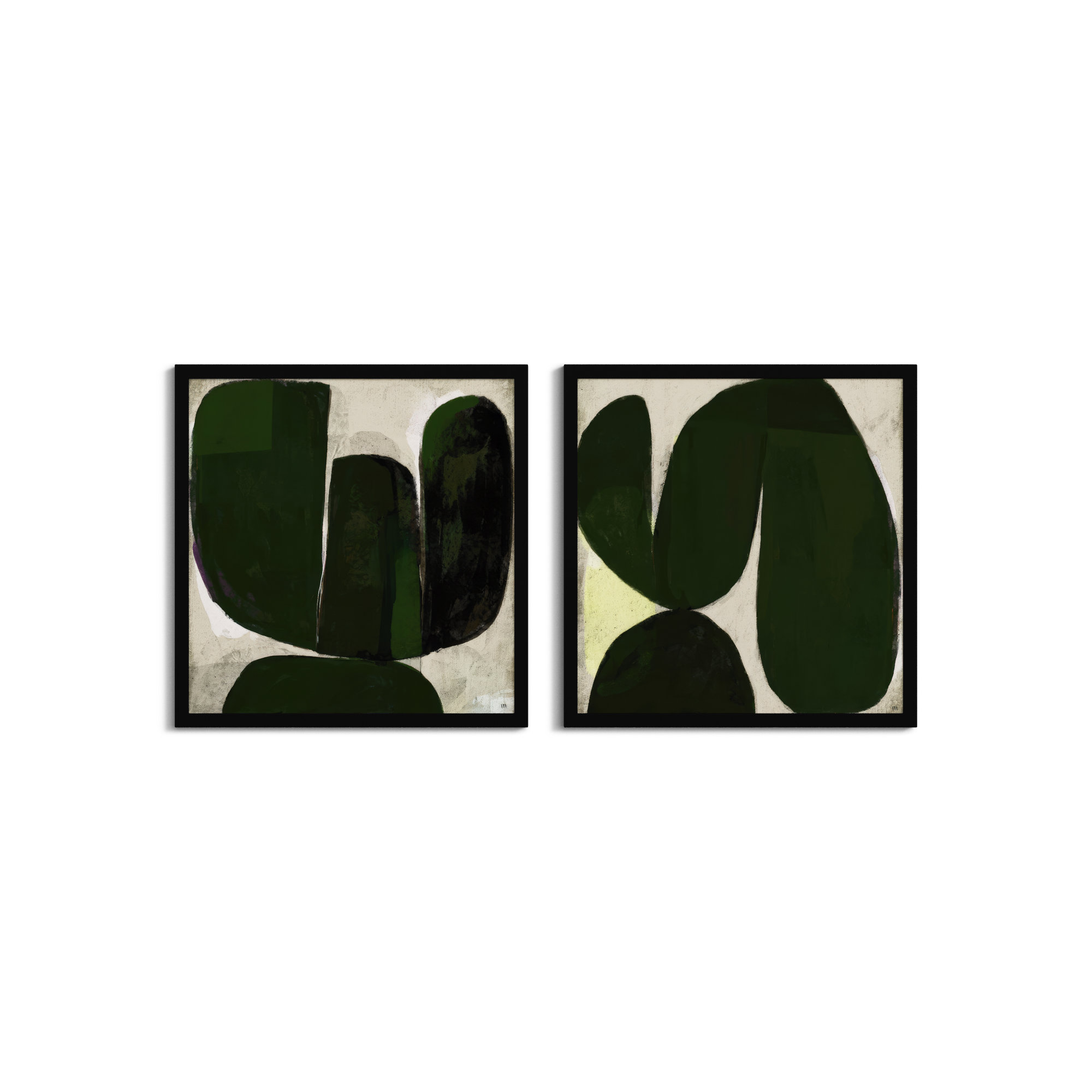 Succulent Set Of 2 by StudioM, Black, 36" H x 36" W x 1.25" D