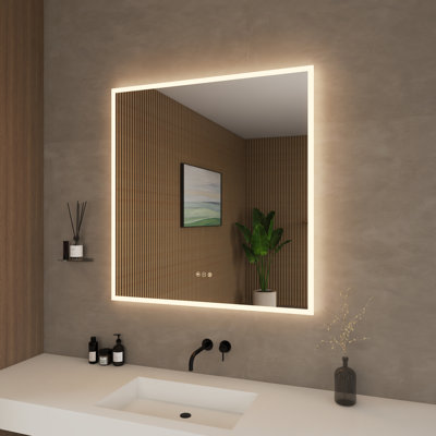 Miroir de salle de bain à DEL sans cadre avec changeur de couleur, gradateur et désembueur L 34 po x H 36 po Element