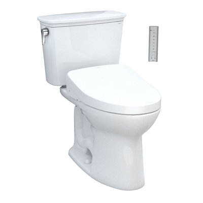 Toilette allongée TOTO® Drake® Transitional WASHLET® + deux pièces allongée à hauteur universelle 1,28 GPF avec chasse d'eau automatique, coton blanc