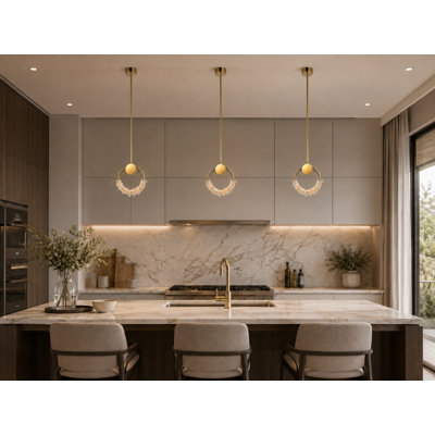 Luminaire suspendu à DEL Lannah avec détails en cristal transparent