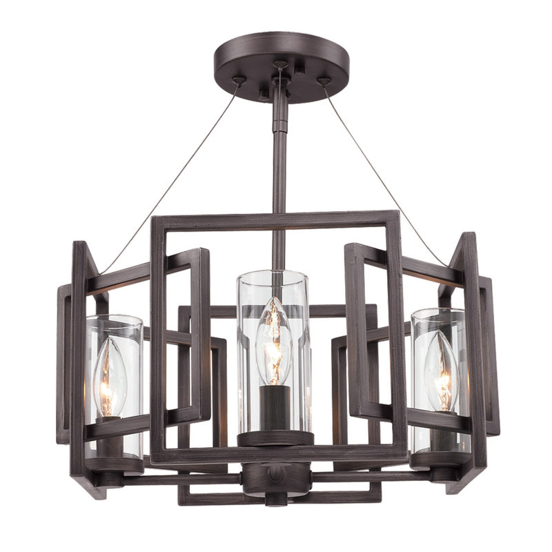 Lustre géométrique à 4 lumières Newlin, Bronze industriel