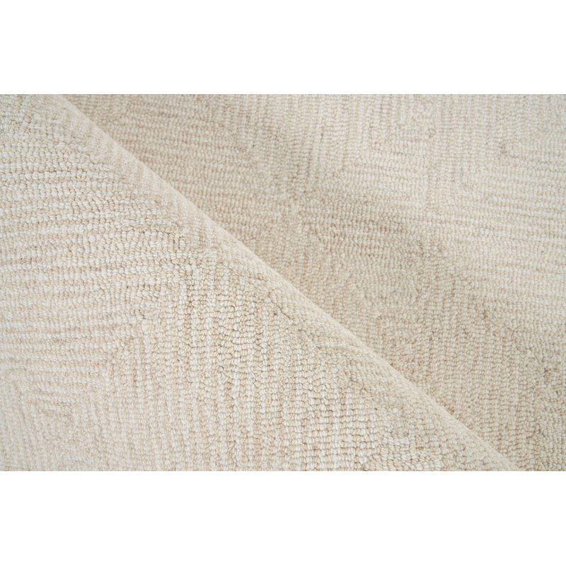 Caprice Geometric Handmade Tufted Area Rug, Rectangle 8' x 10', Light Beige/Ivory
