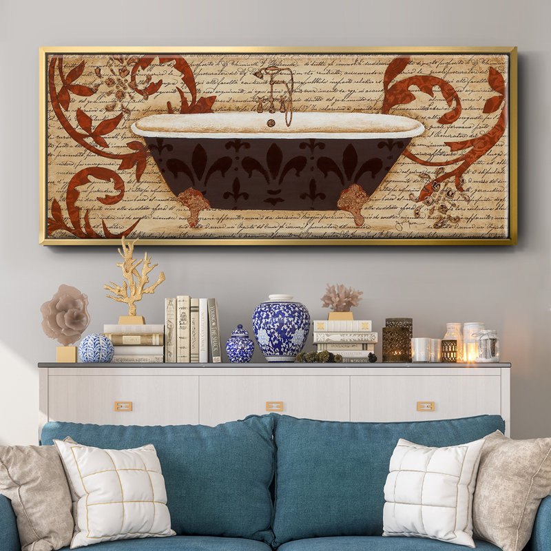 Renaissance Bath II- Framed Canvas, 12" H x 30" W